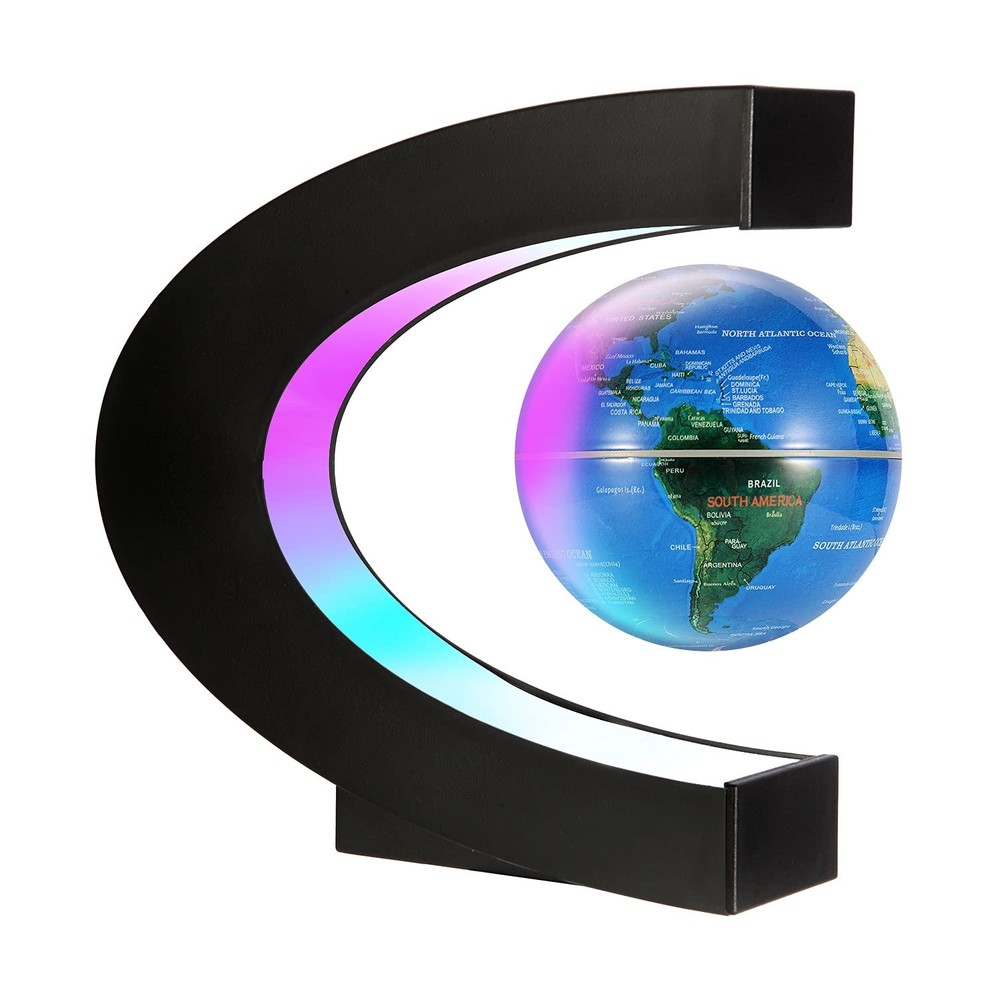 Magnetic Levitating Floating World Map Globe, Shape Display Frame with Lights...
