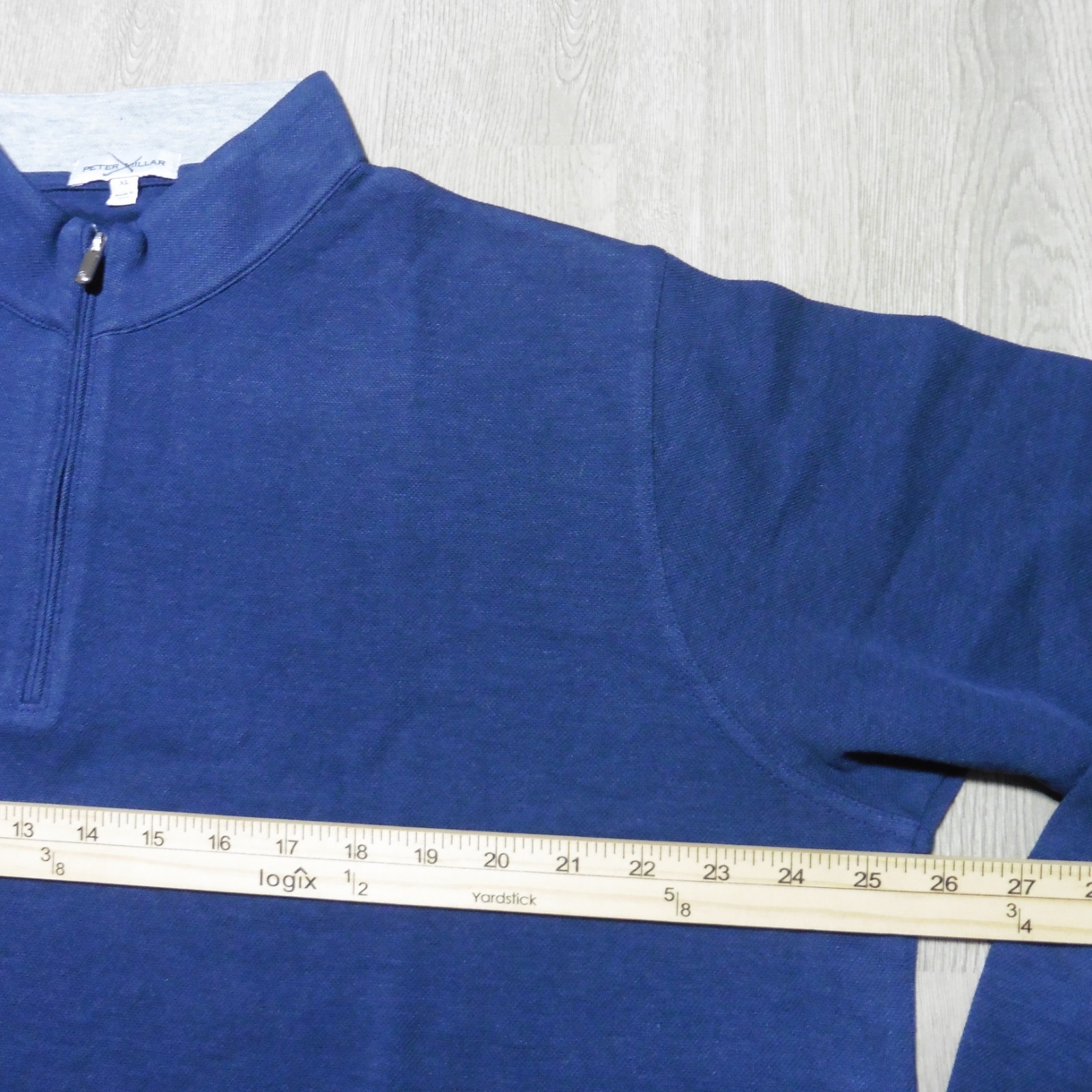 PETER MILLAR Mens XL PULLOVER NAVY BLUE CROWN COMFORT 1/4 ZIP POLO SWEATER