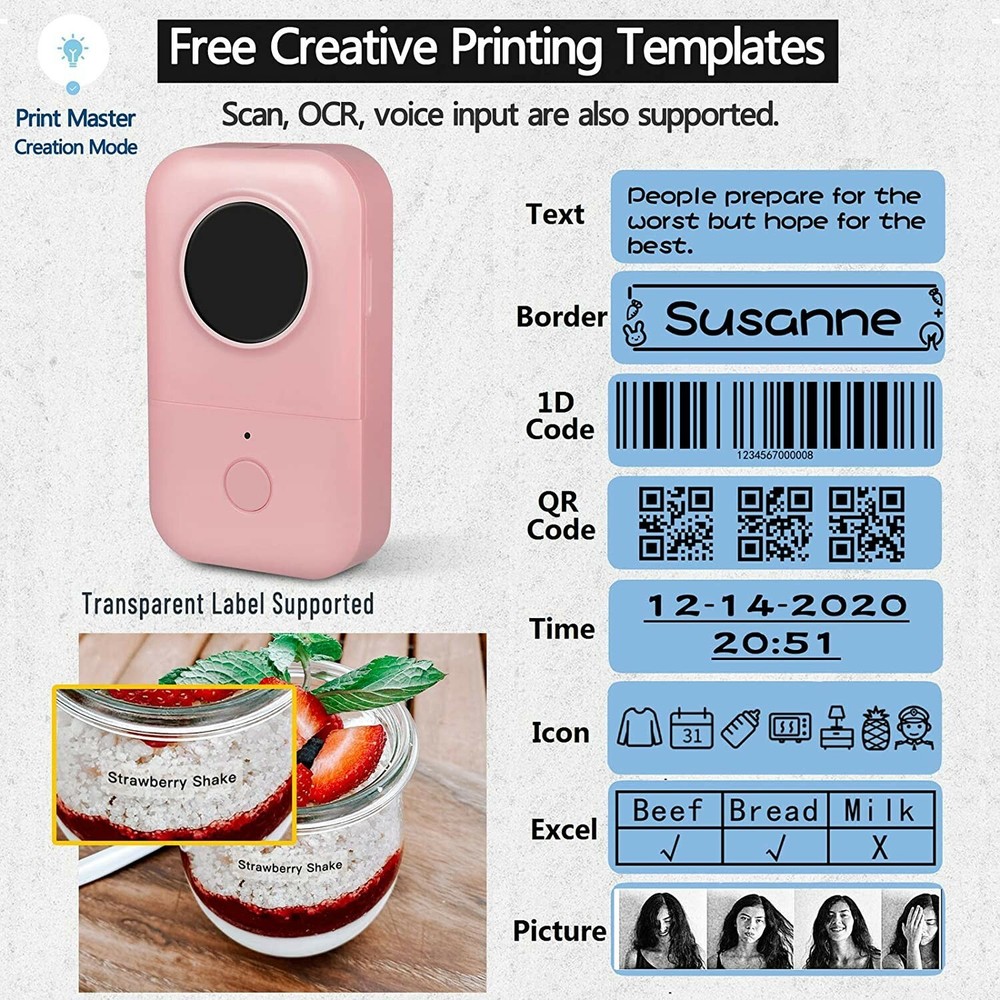 Wireless D30 Mini Pocket Bluetooth Thermal Paper Printer Label Sticker Notes