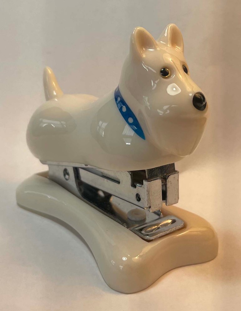 Small White Dog Stapler Decorative Glossy & Detailed