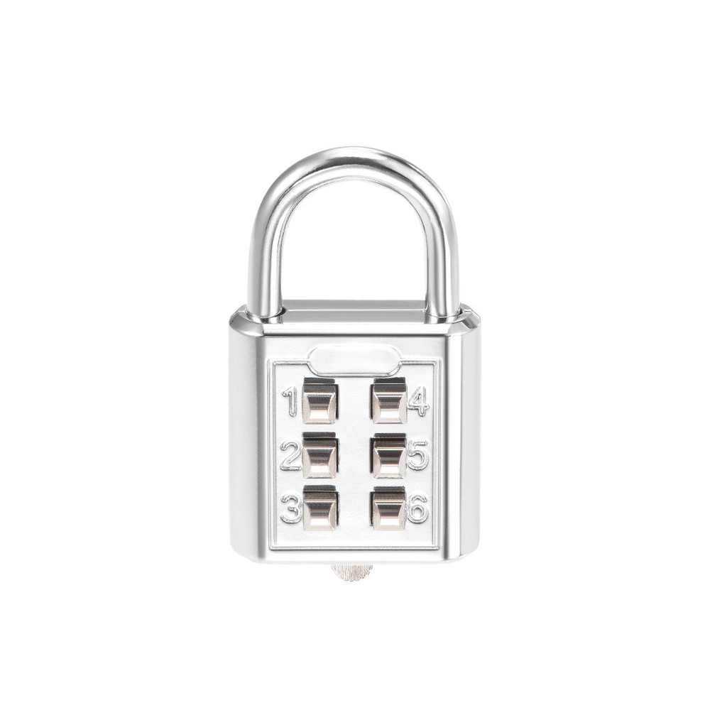 6-Digit Combination Padlock Push Button Lock for Locker Cabinet Silver Tone