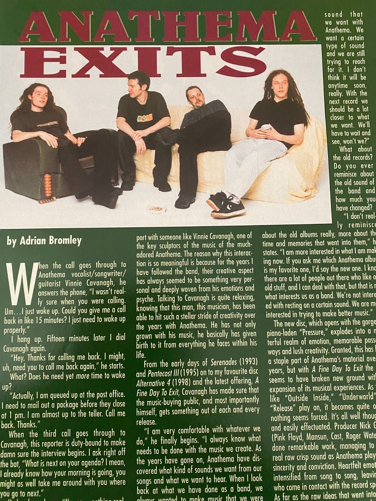 Anathema, Full Page Vintage Clipping