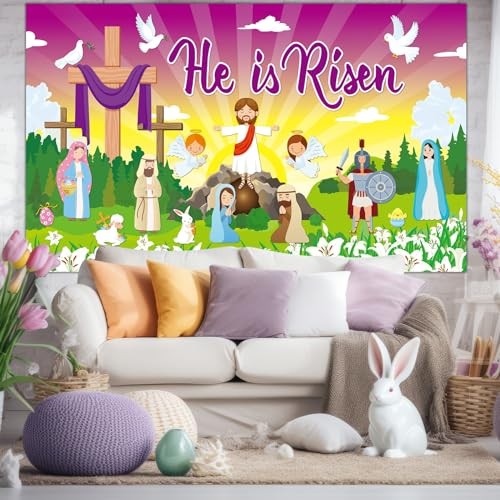 Easter He is Risen Bulletin Board Decorations with Background Easter