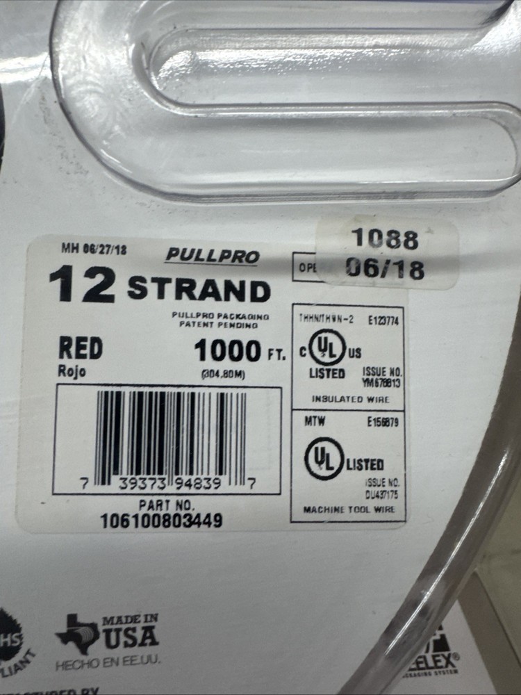 THHN #12 Red Approx 315' Copper Stranded PullPro White Encore Easy PULL Reel