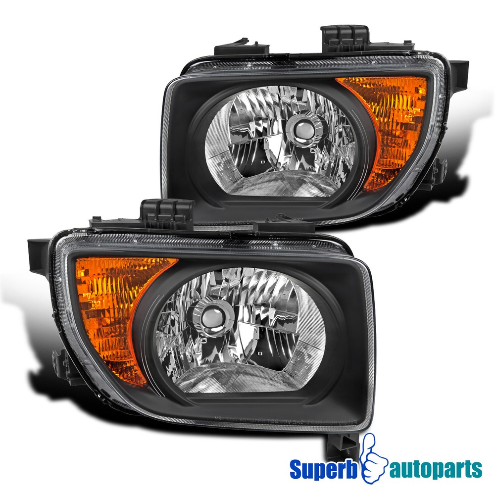 For 2003-2008 Honda Element Black Headlights OE style Replacement Left+Right