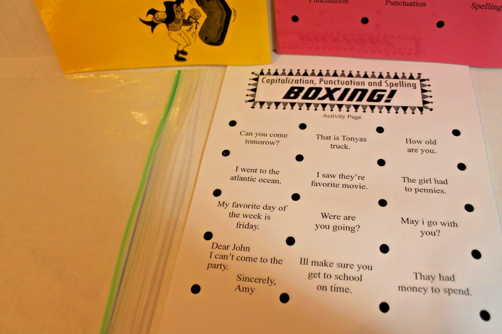 Capitalization Punctuation & Spelling Game for Grades 3-5 Writing Activity