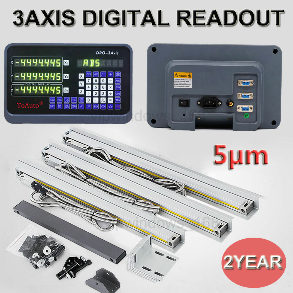 3Axis 2Axis Digital Readout DRO Display & Linear Scale TTL Glass Sensor Kit CNC