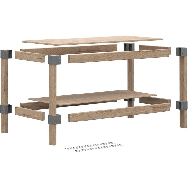 Workbench Hardware Kit Plastic Brackets Easy Build Plans 90 Degree Cuts New