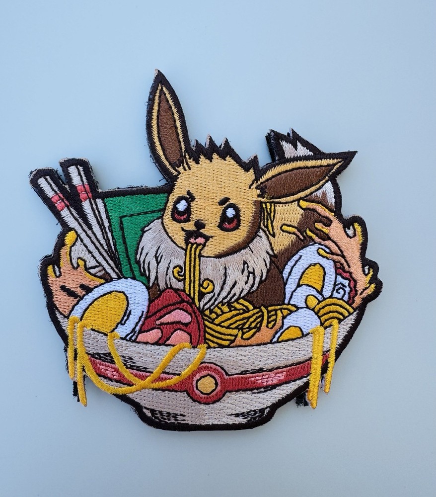 Eevee Pokémon Ramen Bowl Embroidered Hook/Loop Morale Patch