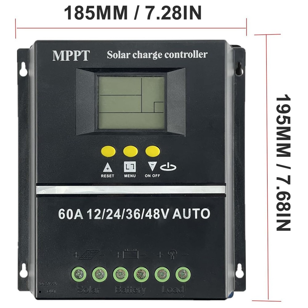 MPPT 12V/24V/36V/48V Solar ChargeController Tools 100A LCD Dual USB