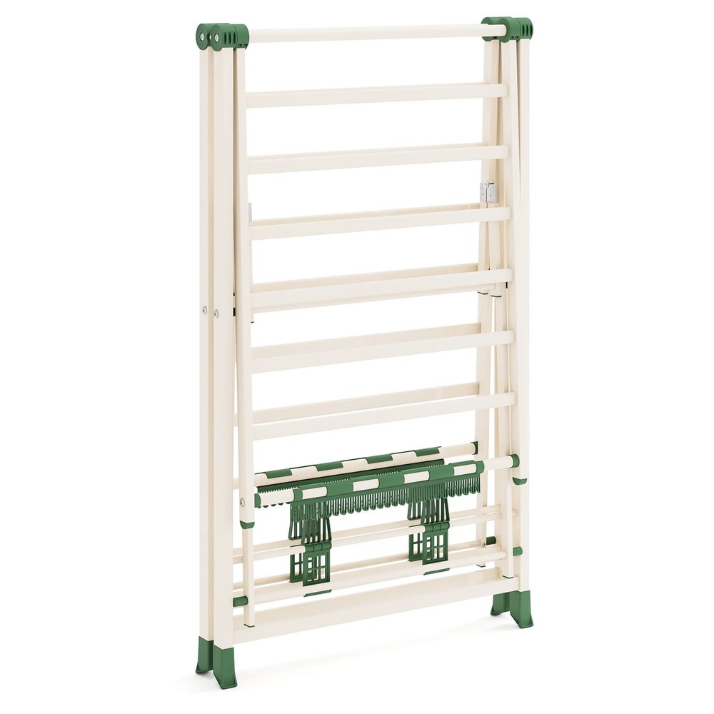 Foldable Metal Laundry Drying Rack w/Height Adjustable Wings, 18 Drying Rails