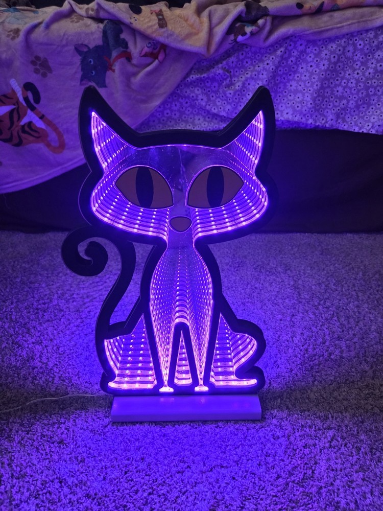 Cat Light Plug In Purple, Yellow Eyes,  Reflective When Turned Off