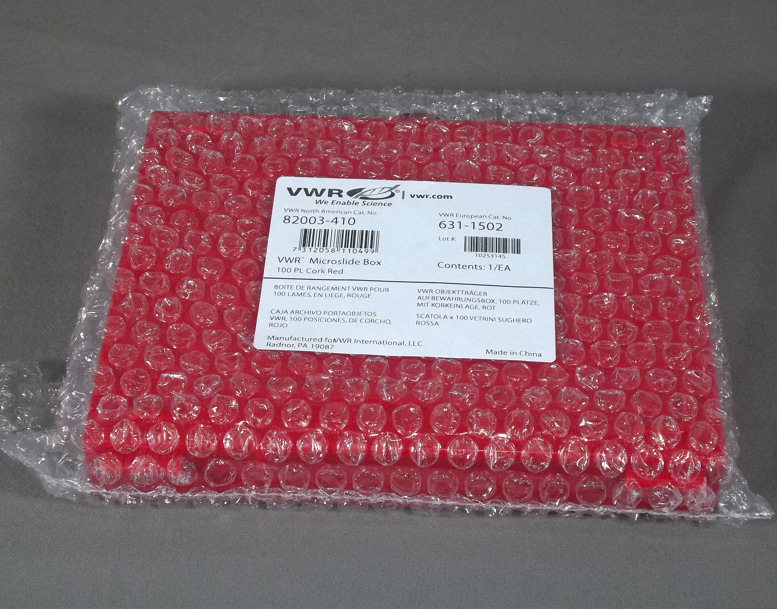 New Red Plastic Microscope Slide Box for 100 Slides VWR