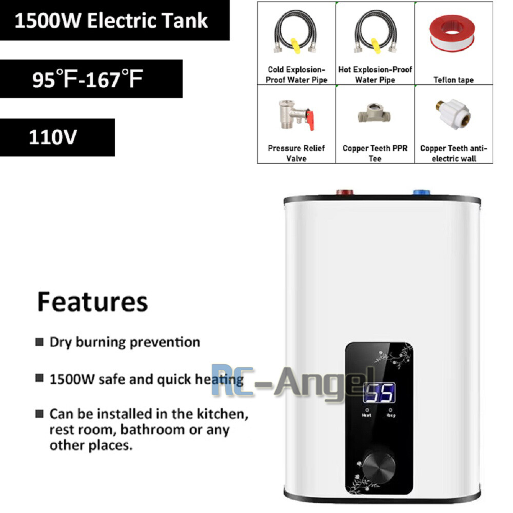 110V Mini Hot 10L Electric Tank Water Heater Kitchen Bathroom Home 95°F-167°F US