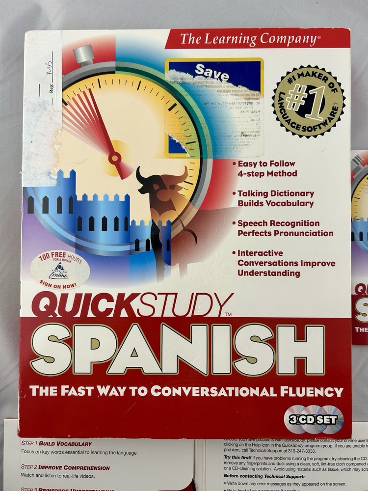 1998 Quick Study Conversational Spanish Learning Company Education 3-CD Set