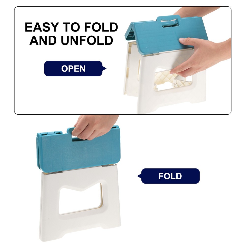 8" Folding Step Stool for Adults 165 lbs Capacity Blue