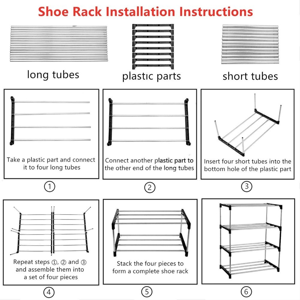 3-Tier Stackable Small Shoe Rack, Lightweight Shoe Shelf Storage Organizer for