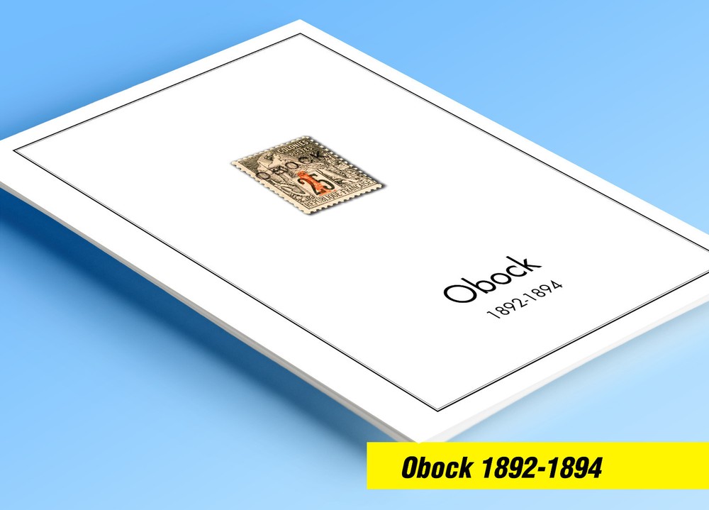 COLOR PRINTED OBOCK 1892-1894  STAMP ALBUM PAGES (5 illustrated pages)