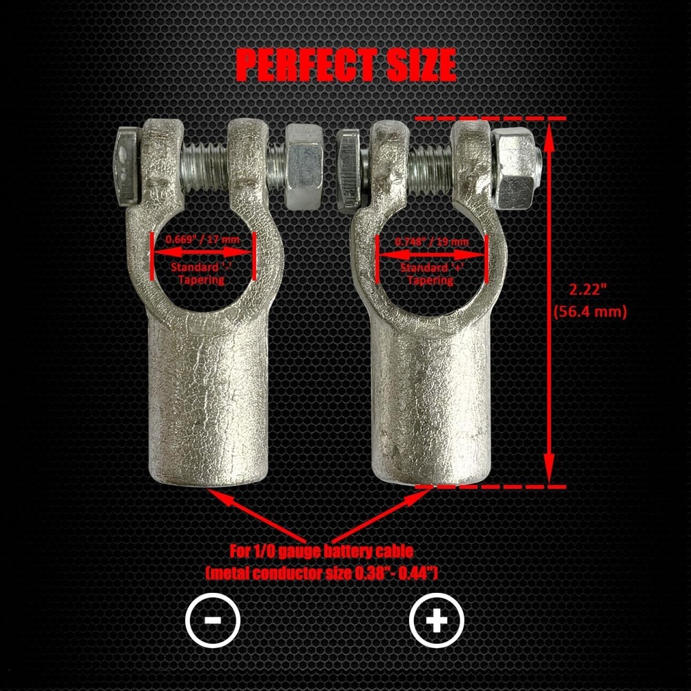 Copper Battery Terminal Connectors, Top Post Battery Terminals Connector Set ...