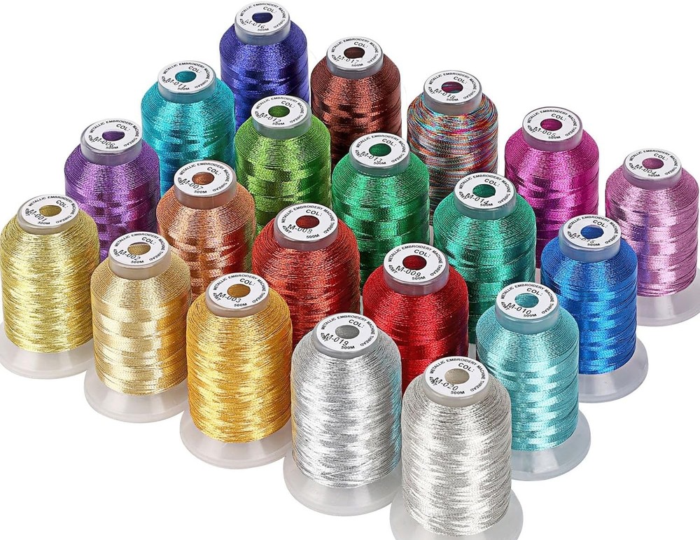Shiny Metallic Embroidery Supplies - 20 Thread Spools