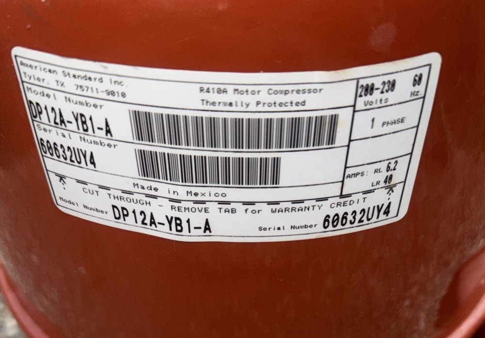 Trane DP12A-YB1-A Compressor COM07335 USED **TESTED**