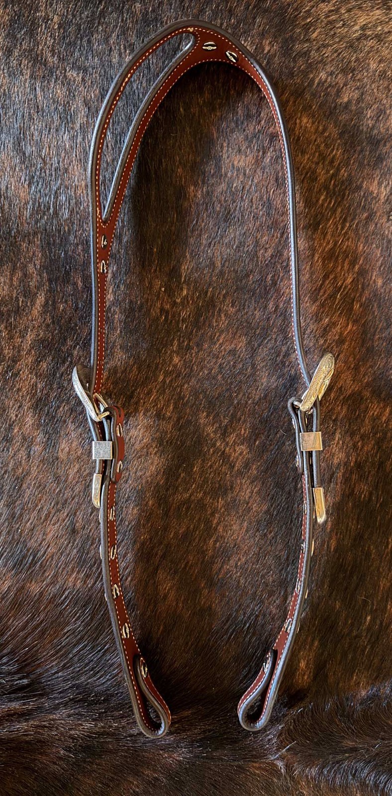 EXQUISITE Sterling SILVER Card Suit FIXED EAR HEADSTALL By TONY Of NEVADA