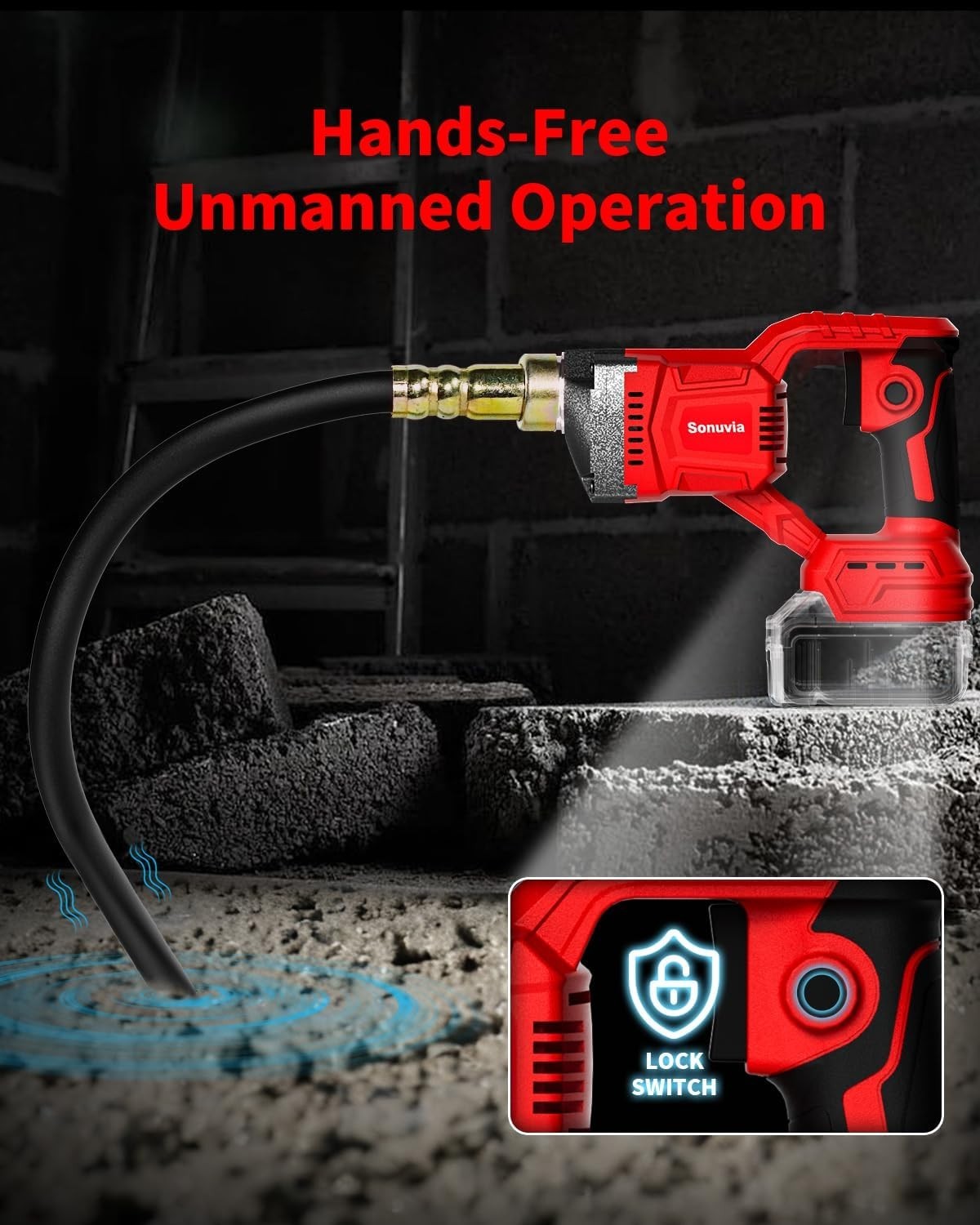 Cordless Concrete Vibrating Tool Compatible with Milwaukee 18V Battery, 600W Pow