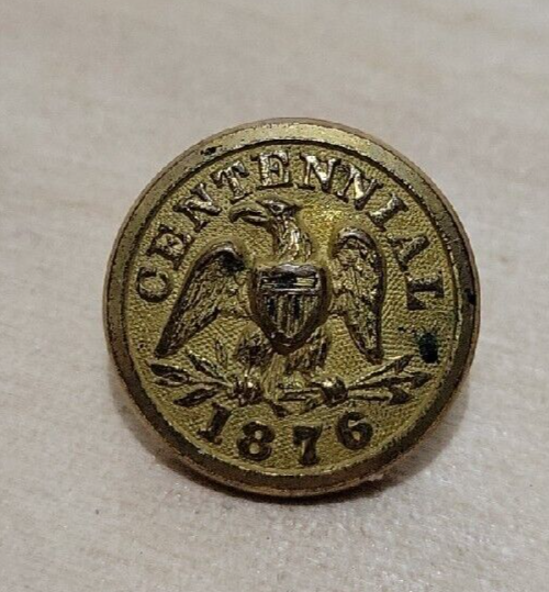 Rare Antique 1876 Centennial Button, Gilt Brass, Eagle, 100th Independence