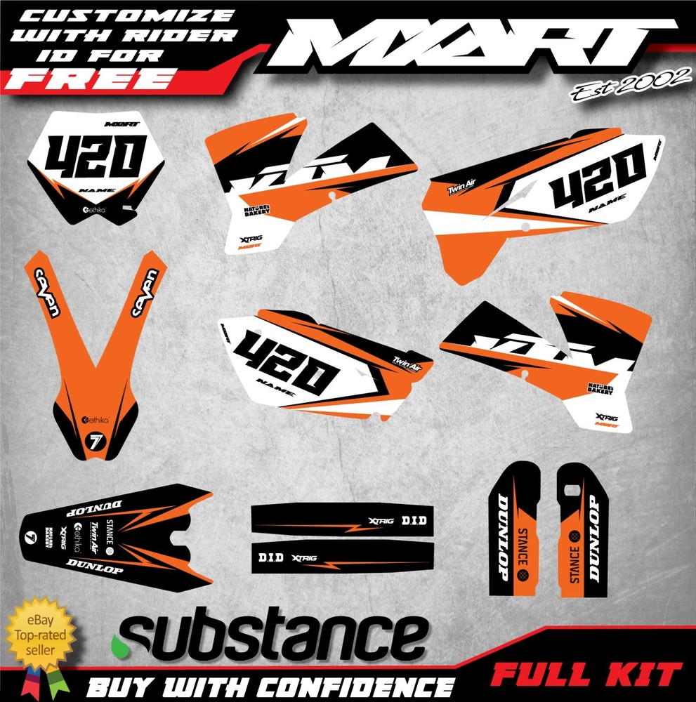 Graphics for KTM SX 2003 2004 models HOOK style decal kit sticker kit