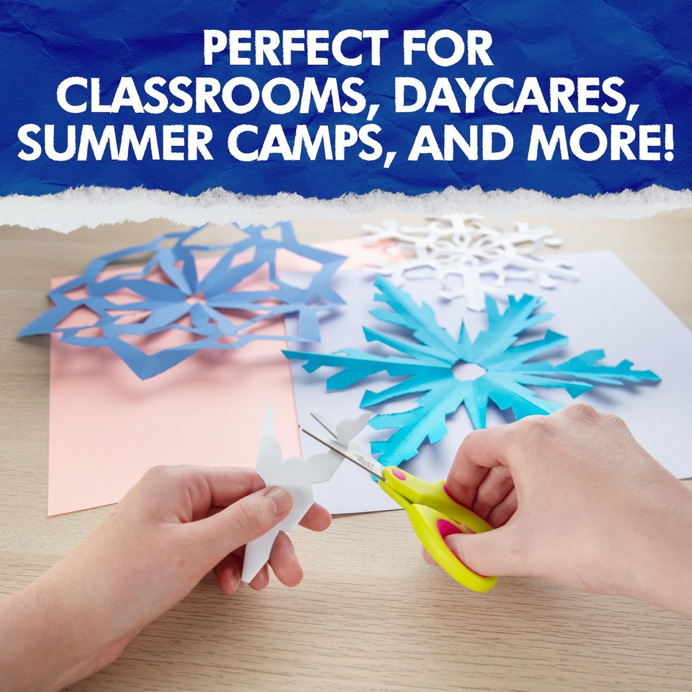 Kid's Scissors Class Value Pack (25pc) - 5" Soft Grip Blunt Tip Safety Easy C...
