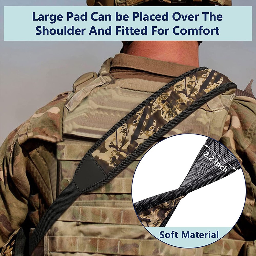 Camouflage Rifle Gun Sling With Swivels & Shoulder Pad Strap Adjustable 2-Points