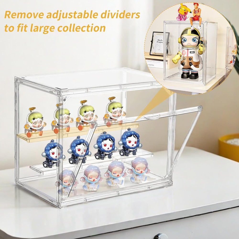 Acrylic Display Case,3 Layer Clear Display Case Adjustable Display Box Stand ...
