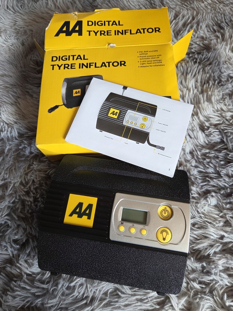 AA Digital Tyre Inflator DC 12V Plug 3M Cord Box Damage