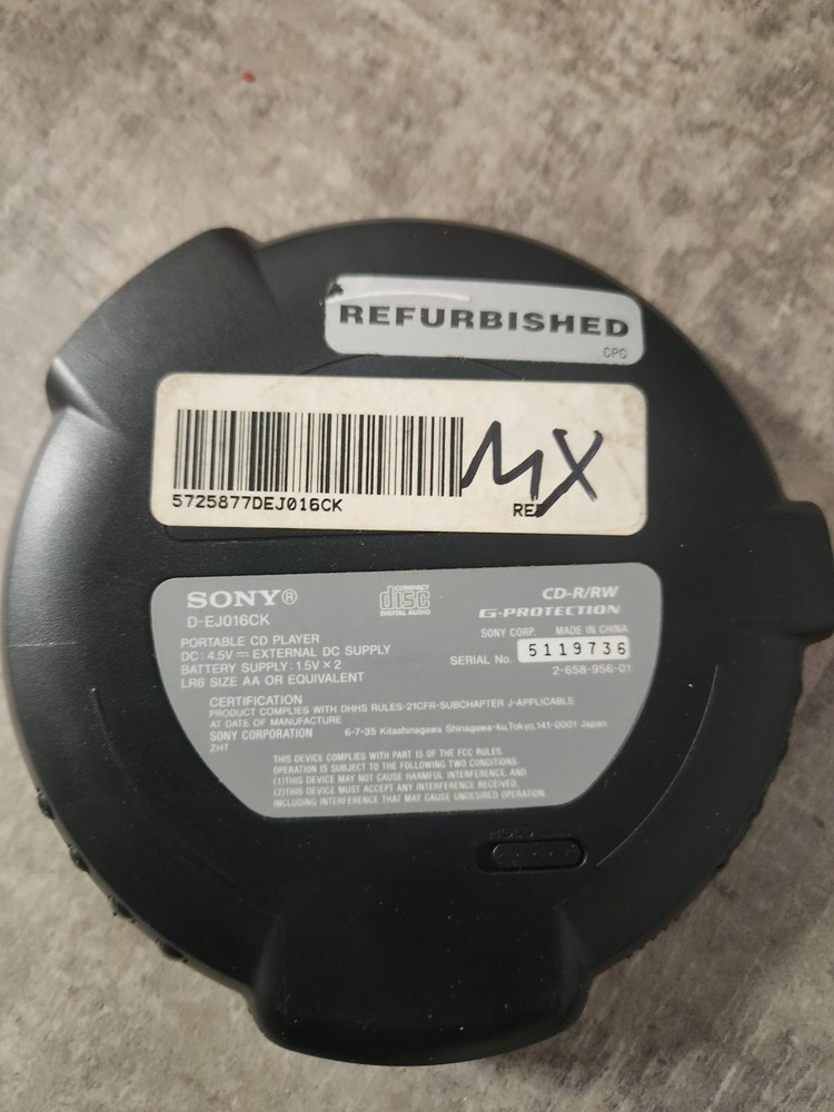 Sony CD Walkman D-EJ016CK Car Ready Portable CD Player