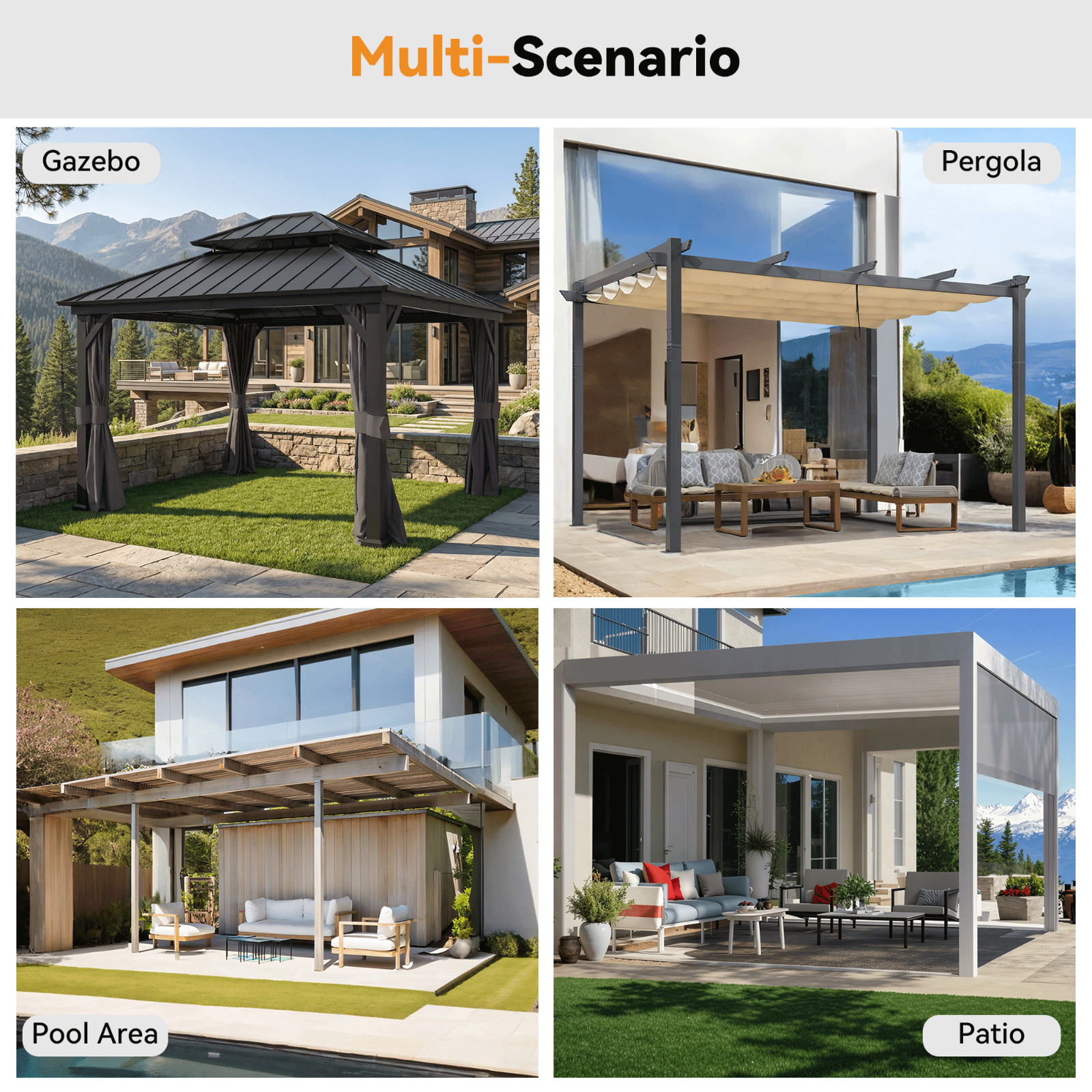 Gazebo Universal 10' x 12' Privacy Curtains Only Replacement 4-Panel Sidewalls