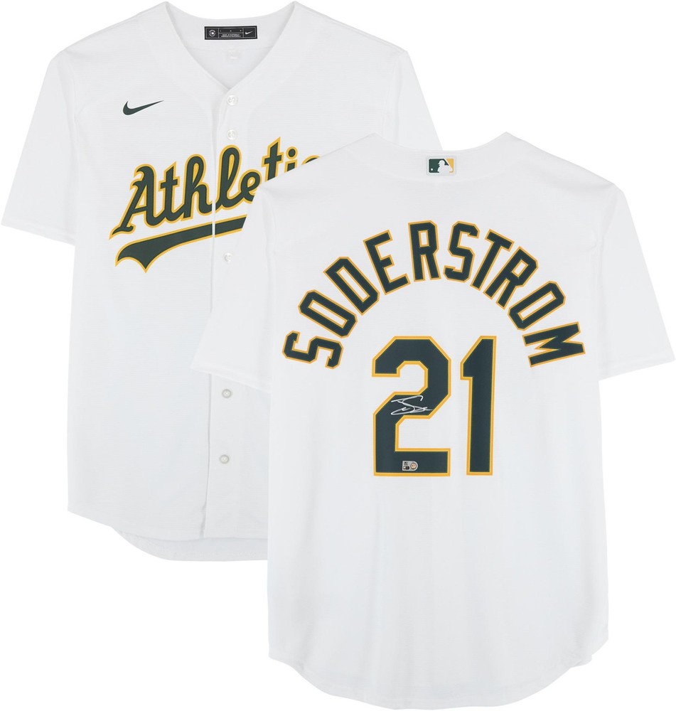 Tyler Soderstrom Athletics Autographed White Nike Replica Jersey