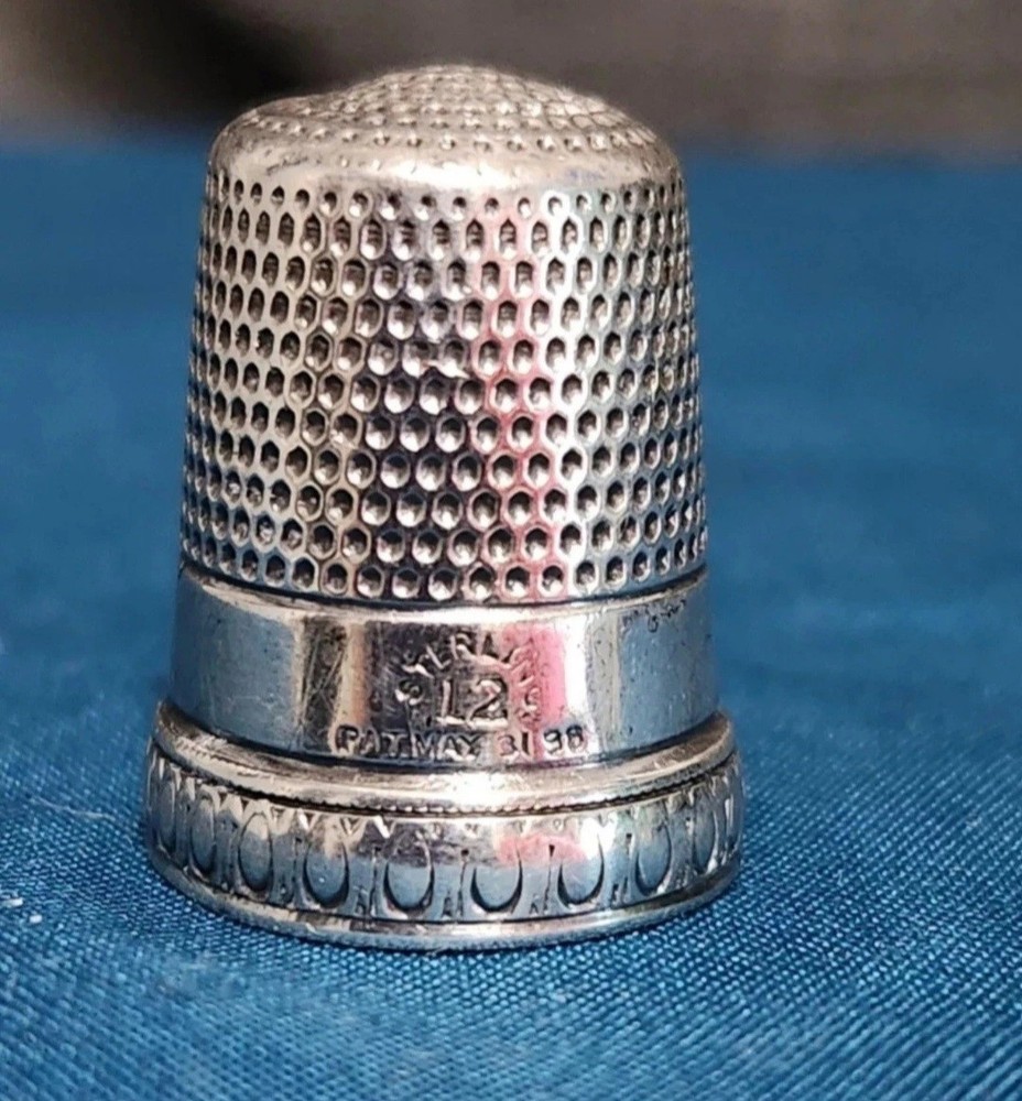 Antique Simons Bros Co Sterling Silver Thimble Size 12