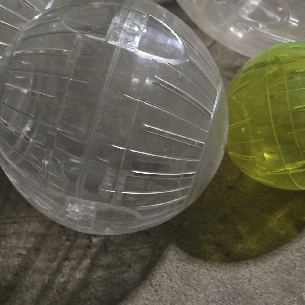 Clear, Purple, Yellow Plastic Exercise Balls for Gerbils