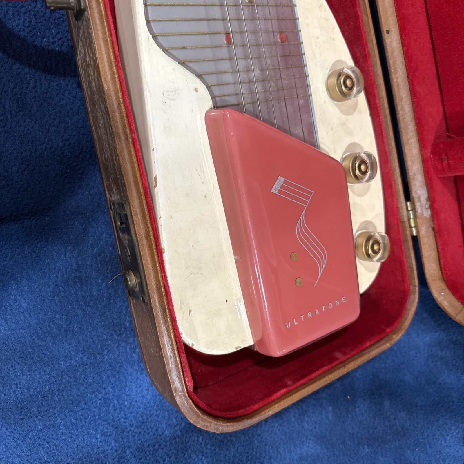 1953/52 Vintage Gibson Ultratone White/Coral Lap Steel Guitar w/ Case