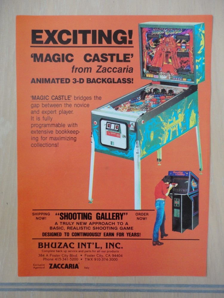 Magic Castle Pinball Machine Flyer Original Magazine Pull Out Advertisement #2