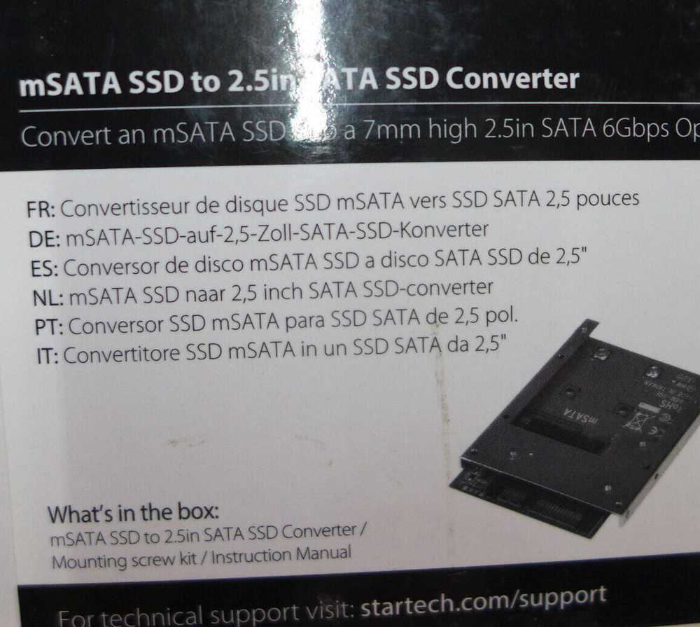 NEW StarTech mSATA SSD 2.5" SATA SSD Converter SAT32MSAT257