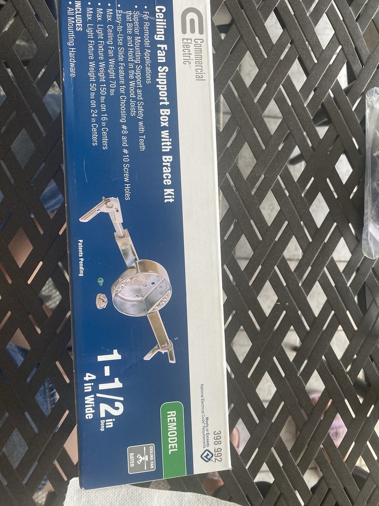 Ceiling Fan Support Box With Brace Kit