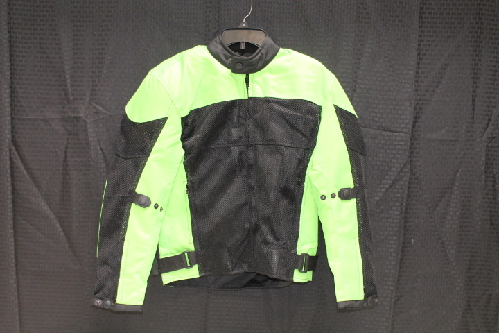 NEW MEDIUM M LIME GREEN POLYESTER MESH ARMOR MOTORCYCLE JACKET *JACKET RUN SMALL