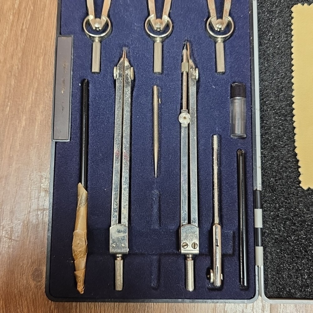 Vintage Compass Precision Instruments Drafting Set In Case #615 Made W Germany