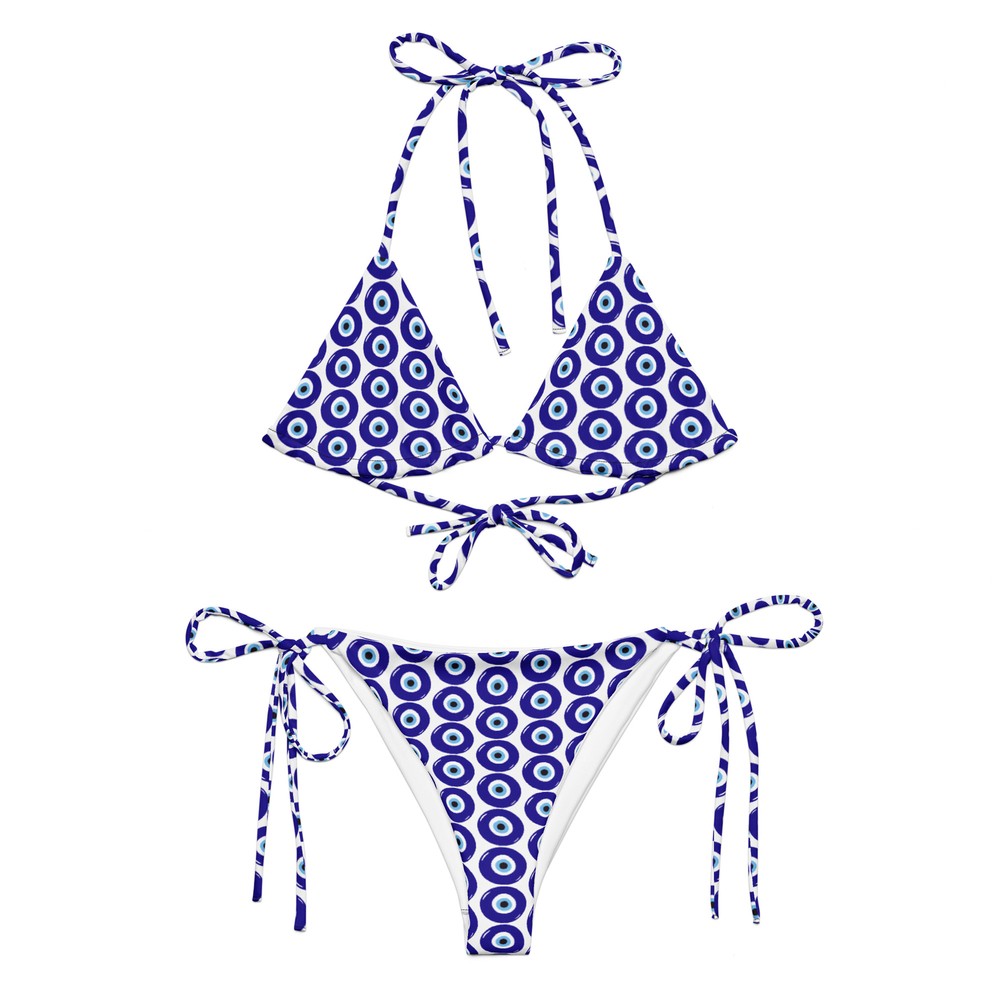 evil eye print | recycled string bikini