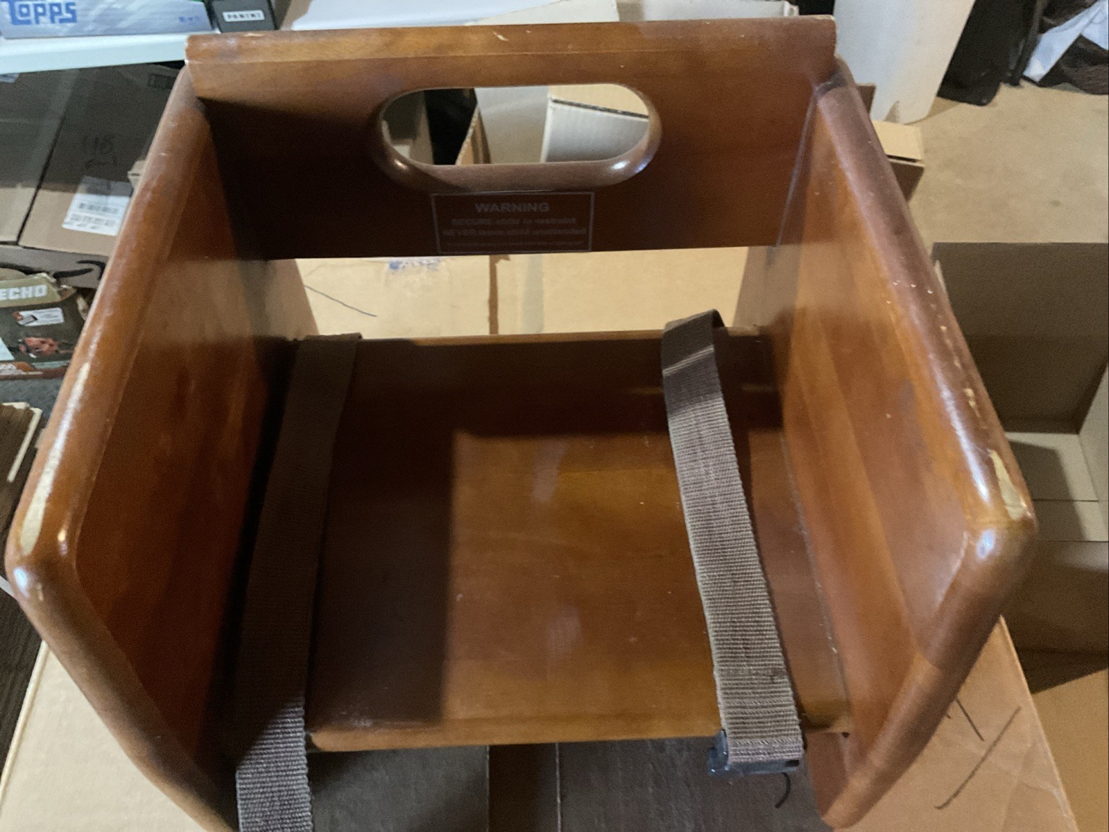 Restaurant Children Booster Seat in Mahogany Wood Finish Commercial USED Read