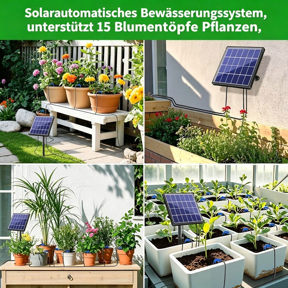 Solar Automatic Irrigation System Plant Watering System Kit with Timer NEW HOT