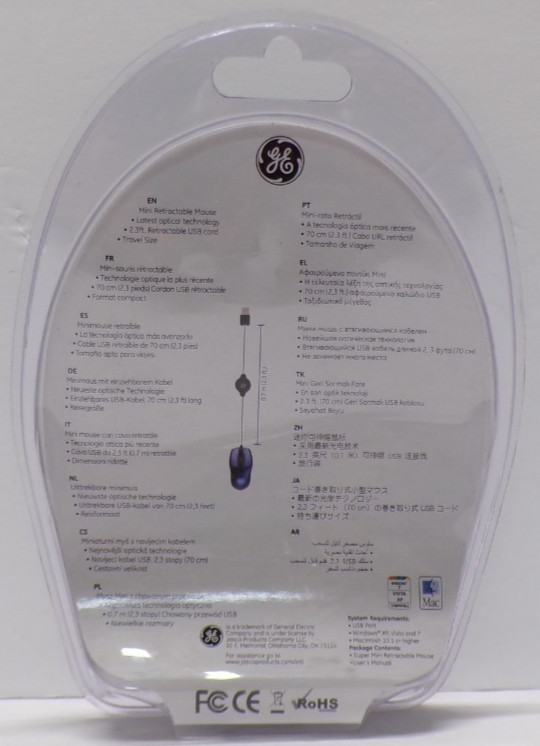 GE Mini Retractable Mouse 68598 Dark Blue