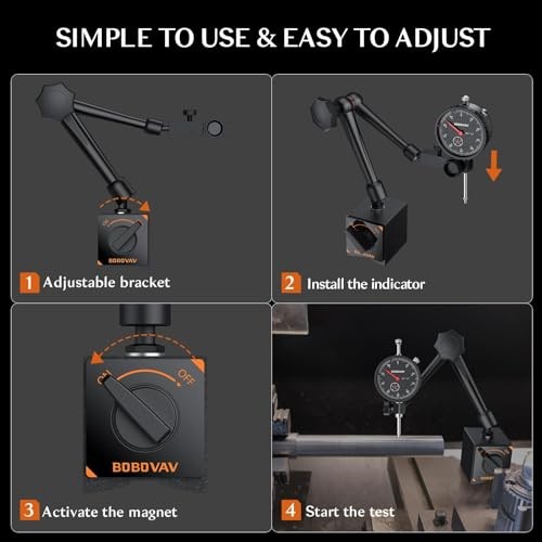 Dial Indicator with Magnetic Base Set, 0-1" Magnetic Base with Dial Indicator
