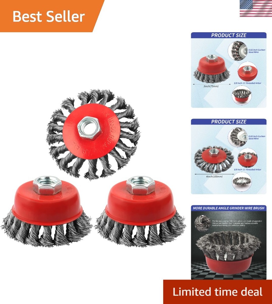 Cost-Effective 3 Pack Wire Wheel Brushes with 5/8" Arbor - Durable Performance